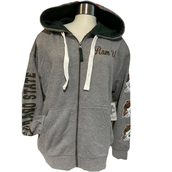 NEW CSU Colorado State Retro Rams Aggies Womens Zip Hoodie Jacket Medium NCAA - Picture 2 of 10
